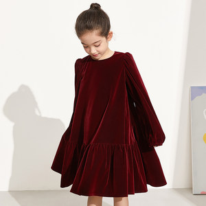 [礼服系列]amii童装女童连衣裙秋款时髦洋气网纱蓬松设计感长裙子