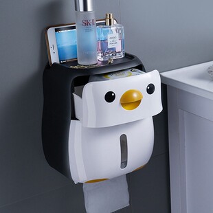 纸巾架可爱免打孔卷纸架筒创意厕所放卫生间纸巾盒挂壁式卷纸凌之