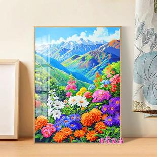 5d钻石画风景花卉砖石贴画客厅高难度点钻十字绣满钻带框 2024新款