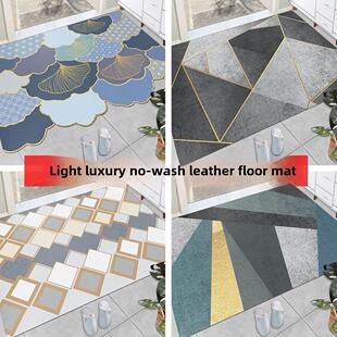 轻型豪华免洗可擦洗门垫入口皮革地毯可切割成门家防滑防水垫