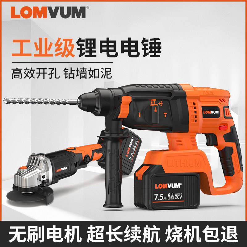 龙韵充电电锤钻大功率电动冲击钻混凝土锂电电镐轻型无线 线两用