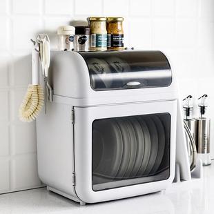 茶花餐具收纳盒放碗筷收纳箱带盖碗架塑料沥水碗柜防尘家用厨房置