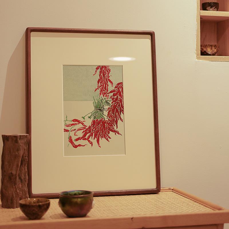 餐厅装饰画新中式水墨画柿子如意石榴辣椒日式饭店酒店民宿壁挂画图片