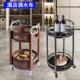 酒店饭厅圆形酒水车茶水餐车高档商用可移动手推车不锈钢点心餐车