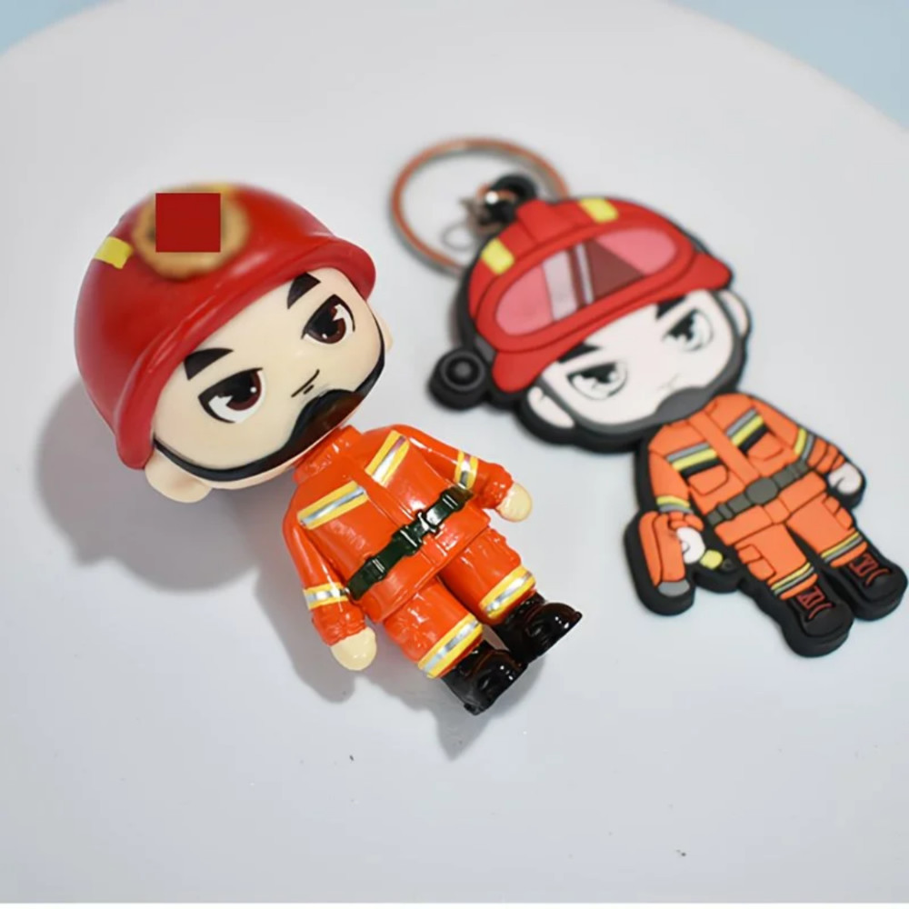 消防员手办模型公仔玩具人偶车载摆件小黄帽小红帽小白帽合集