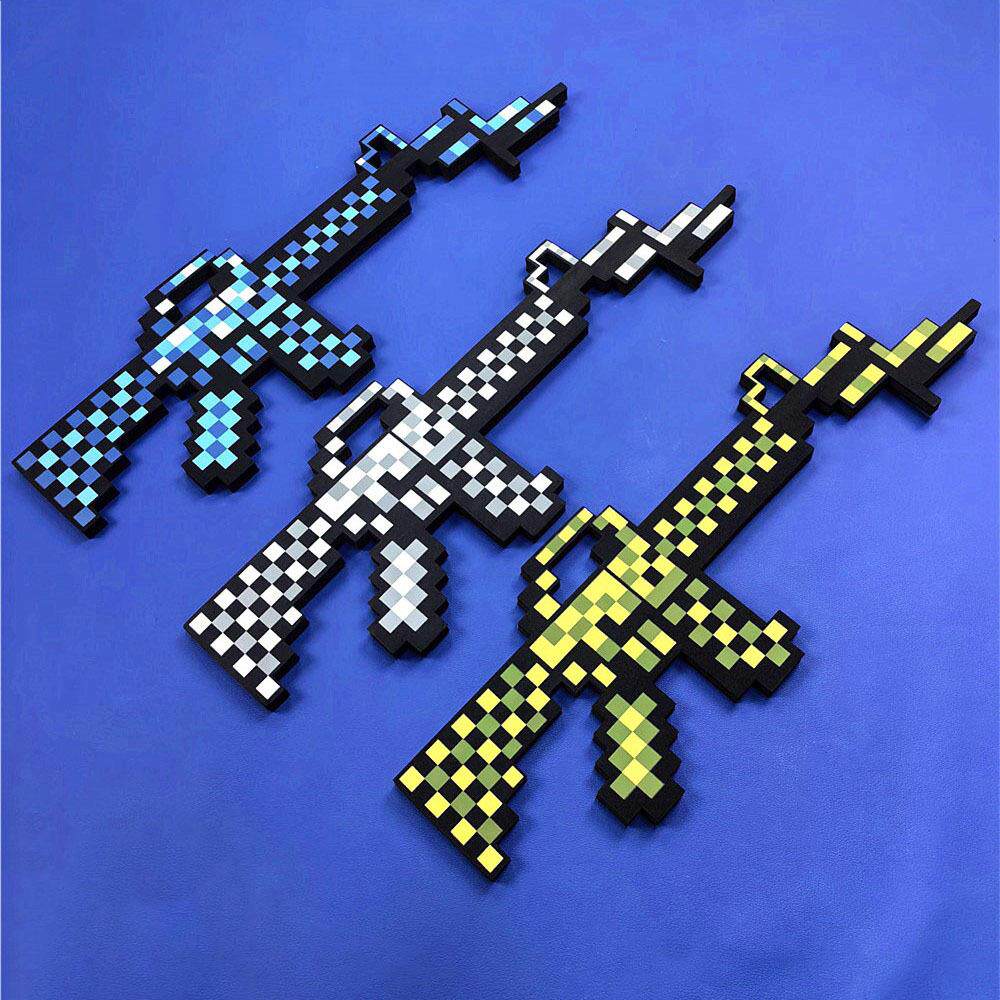 我的世界62cm机关三把一套EVA泡沫钻石剑武器镐斧头儿童玩具模型