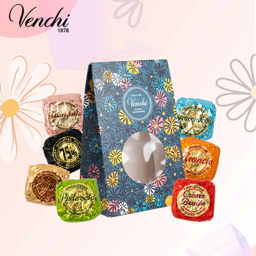 意大利进口闻绮venchi巧克力鱼子酱礼袋男女朋友圣诞新年节日礼物