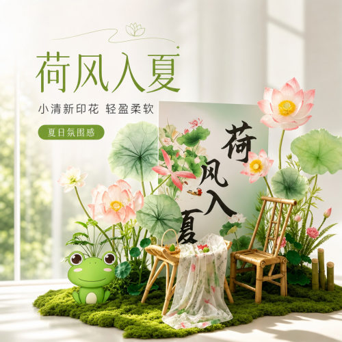 酒店大堂新中式立体荷花美陈道具