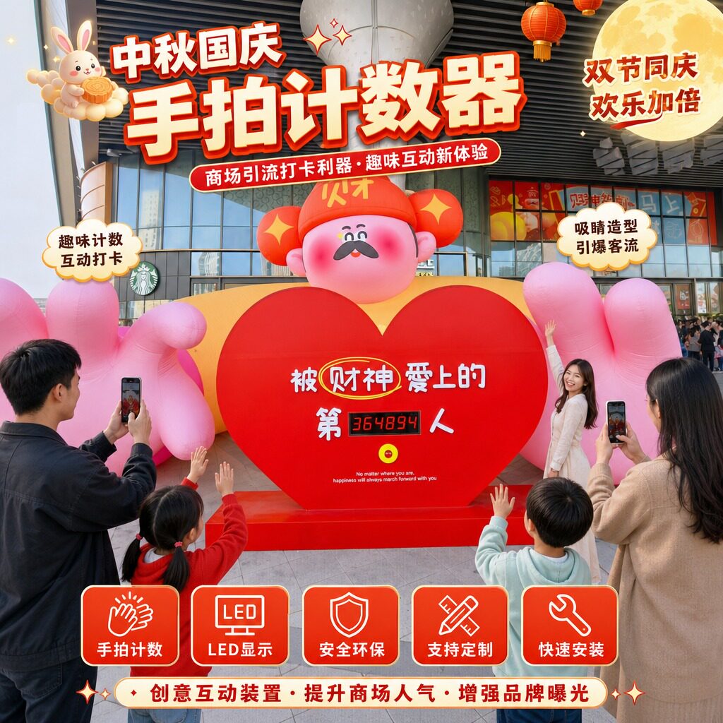 中秋国庆财神LED手拍计数美陈