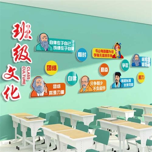 班级布置教室装饰开小学初中考高三黑板报文化墙贴纸自习励志标语