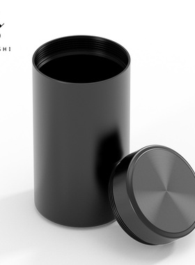 黑色铝合金密封茶叶罐小包装空盒储存迷你便携装茶的罐子收纳盒子