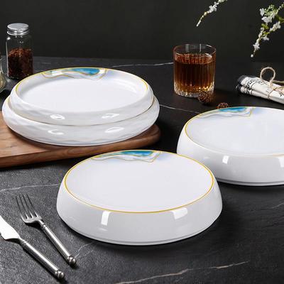 酒店专用盘子密胺中式圆盘商用厚边意境盘子宴席餐厅创意圆形菜盘