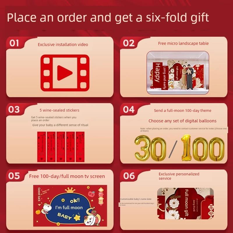 蛇宝宝满月百日宴布置背景墙kt板氛围感装饰用品百天仪式30天定制