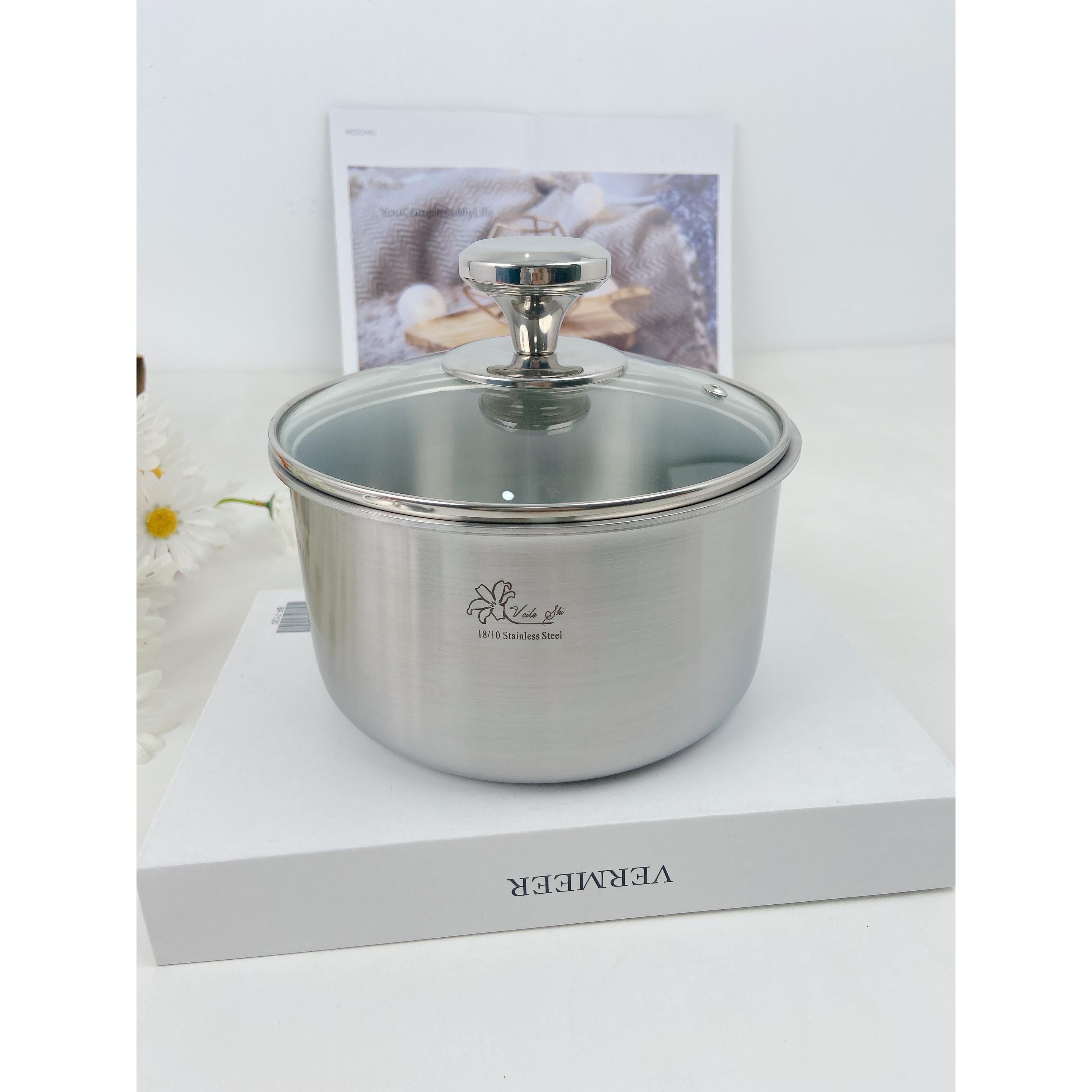 维乐仕18/10不锈钢加深泡面碗 便当盒圆形汤盘洗菜盘子电磁炉通用