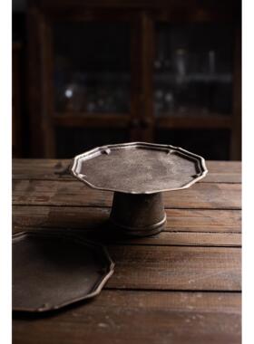 复古花边做旧铁艺托盘蛋糕架ins风高脚托盘果盘家居装饰甜品台