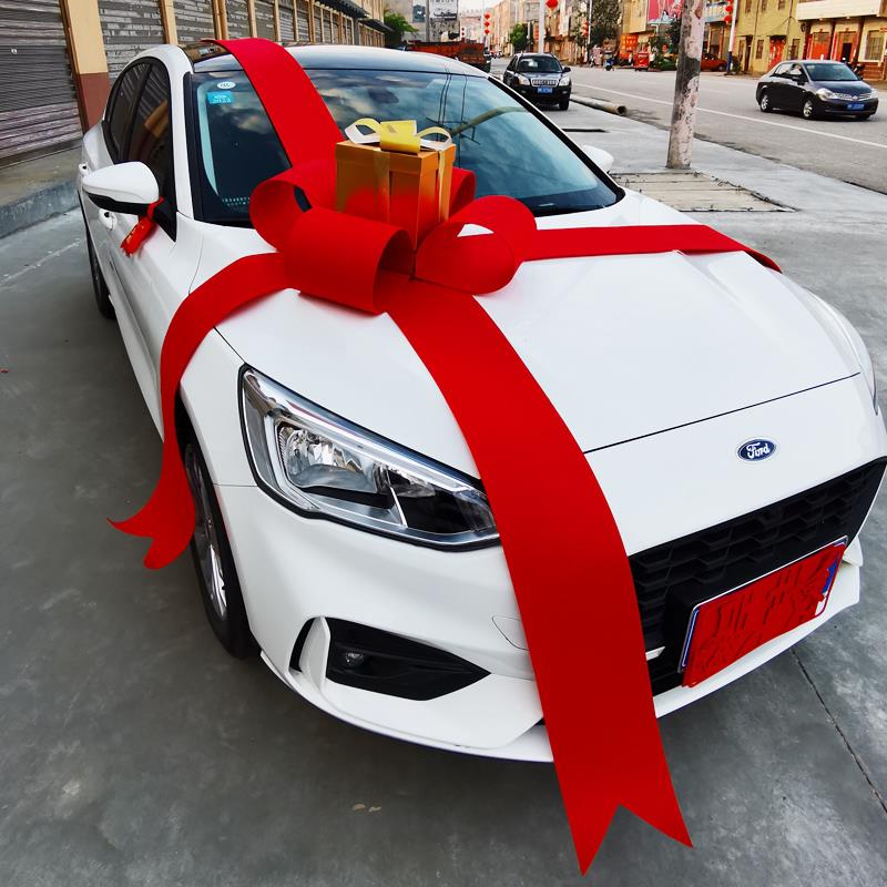 汽车4S店展厅布置礼物展车装饰新车提车交车仪式大蝴蝶结大红花球