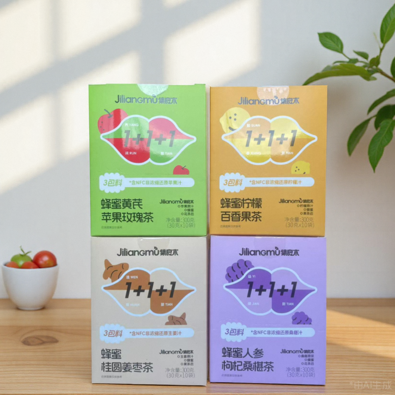 集良木组合型花草茶花果茶蜂蜜玫瑰黄芪苹果玫瑰人参枸杞桑葚茶