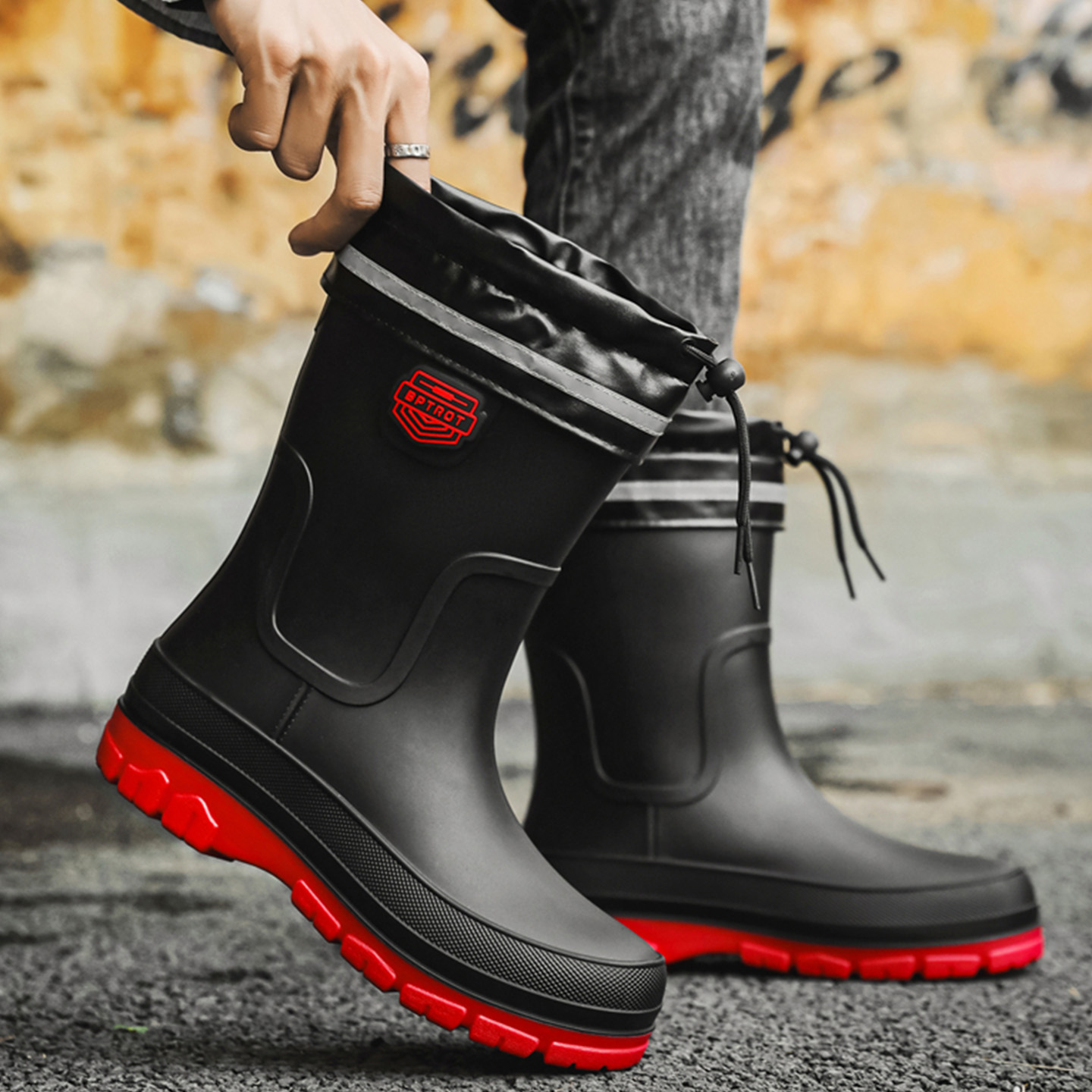 雨鞋男青少年大童防滑胶鞋钓鱼鞋