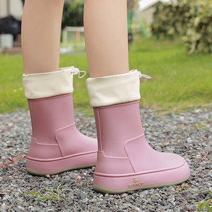 雨鞋2024新冬季女加绒雪地雨靴时尚防水棉鞋轻便防滑保暖大童水鞋