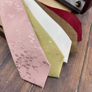 意式复古男士棉暗纹花领带8CM 西装酒红粉色白色黑色咖啡结婚配饰