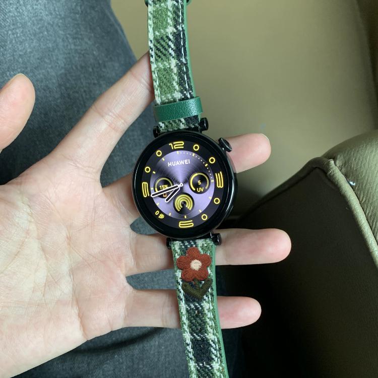 Galaxywatch7/6花朵毛呢格纹表带