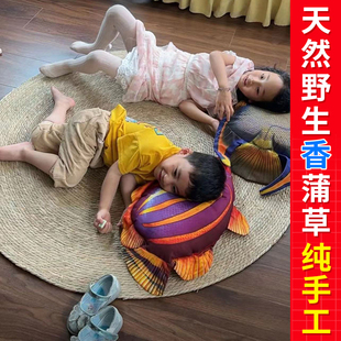 天然草编地垫 可水洗蒲草地毯圆形客厅沙发床边脚垫松弛感垫子