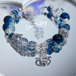 原创琉璃珠蓝色海洋星星星球手链 ｜月落星辰 Luna Valley