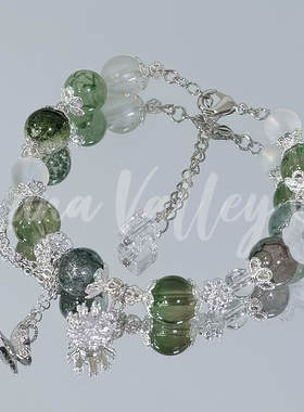 【孤品限量 不复刻】Luna Valley｜青  原创设计琉璃珠绿色手链
