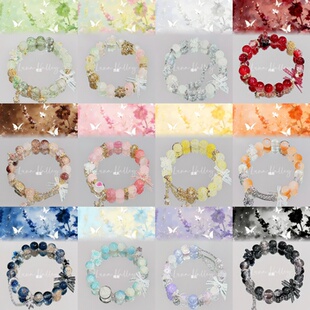 Luna 原创设计琉璃珠软胶花蝴蝶结少女手串 Valley｜繁花系列