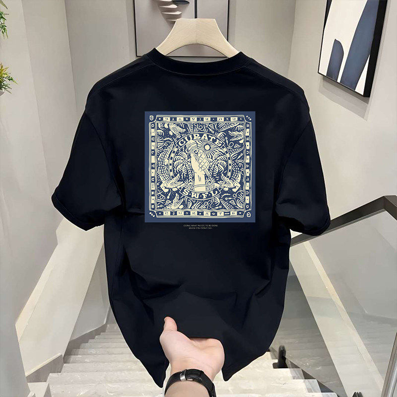 TOP ZEAL重磅纯棉个性短袖夏天男款宽松百搭潮牌印花T恤美式痞帅