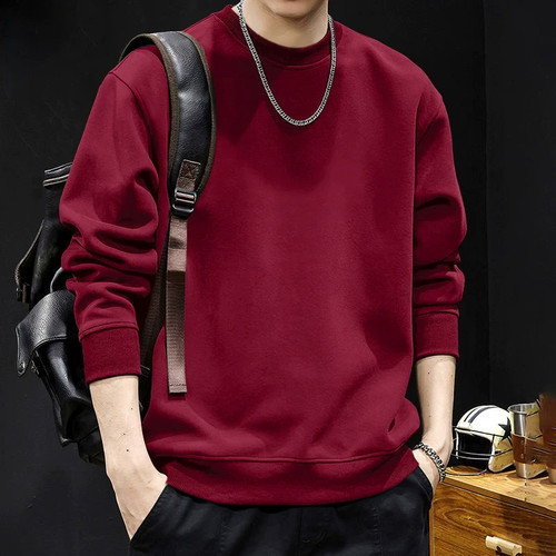 TOP ZEAL上衣大码圆领卫衣男T2026年秋冬季新款休闲红色长袖t恤衫