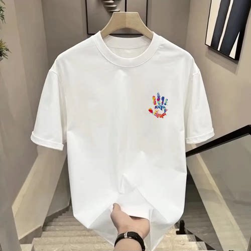TOP ZEAL潮牌纯棉设计感T恤宽松ins上衣短袖T恤男士夏季潮流痞帅