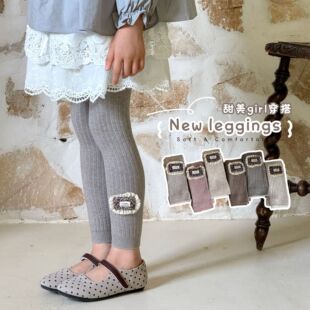 春秋薄款 韩版 裤 袜儿童打底裤 碎花方块女童打底袜外穿a类宝宝长裤