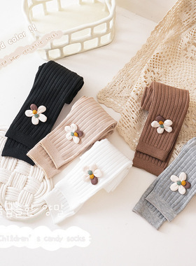 女童打底裤儿童裤袜春秋中厚九分裤外穿女宝宝打底袜不连脚a类棉