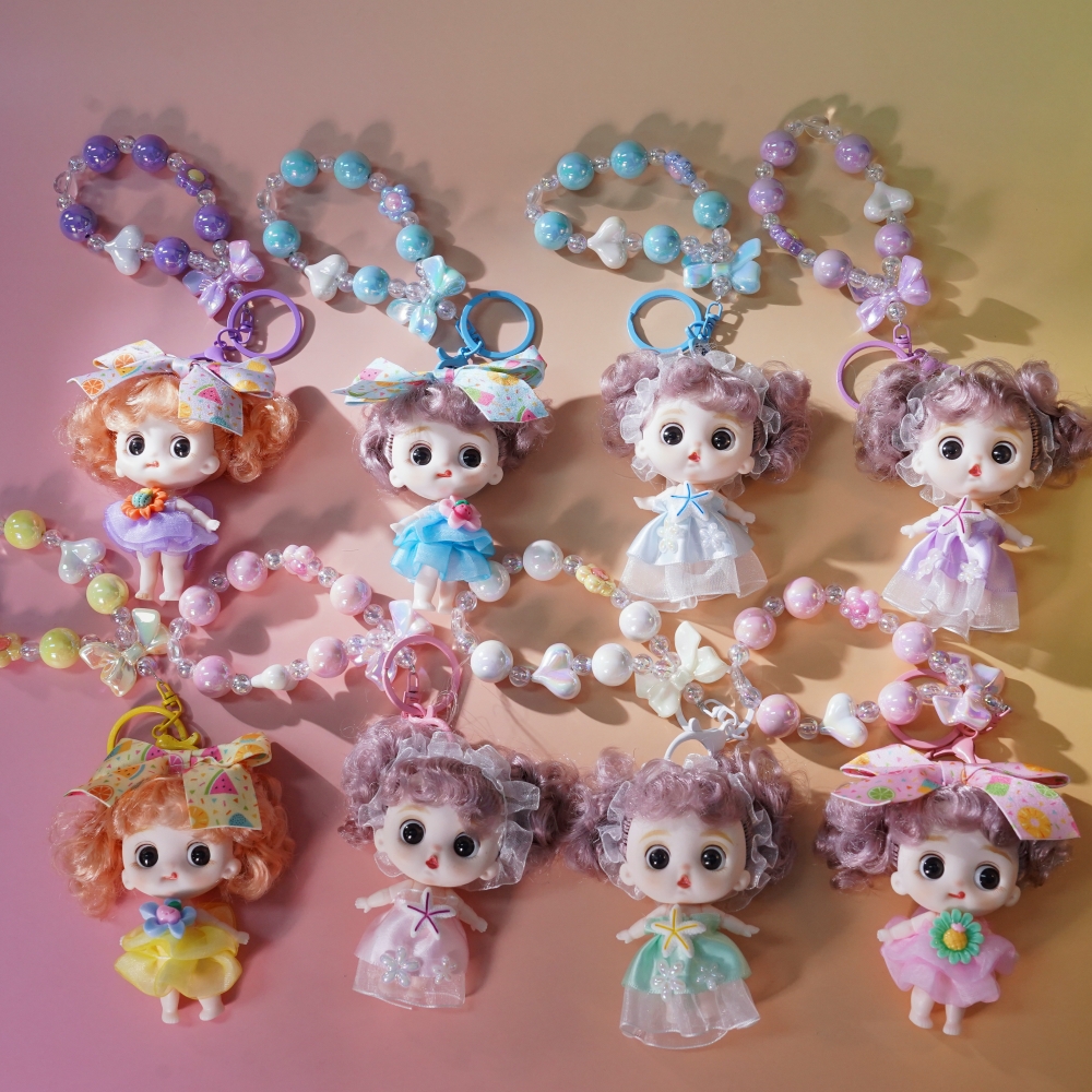 零售【娃娃手机配饰挂件】8个颜色办公室桌面卡通DIY摆件