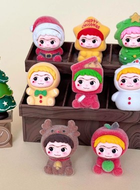 【圣诞植绒娃酷酷】高5.6厘米重24克一组8色桌面摆件