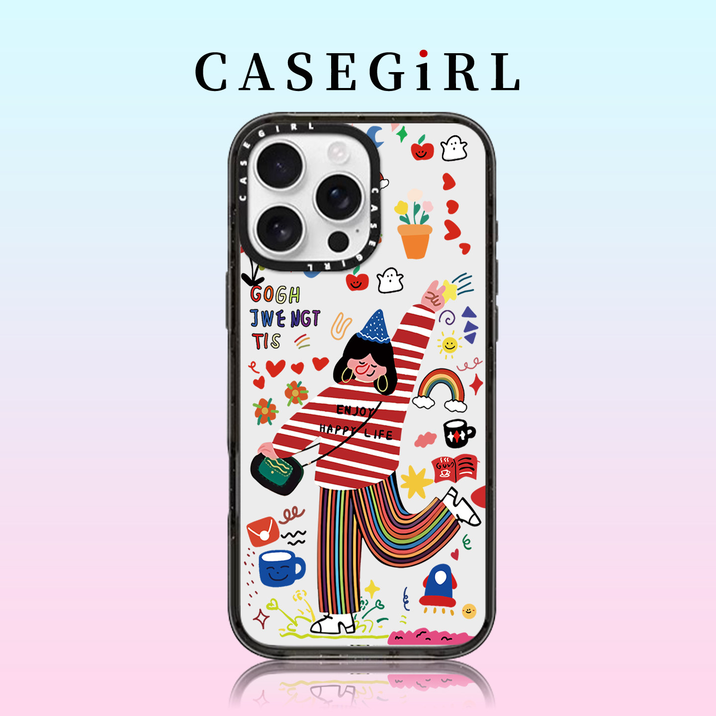 CASEGIRL联名磁吸快乐时光女孩适用iphone17ProMax手机壳苹果16plus亚克力15高端13可爱14女12网红11pro防摔x