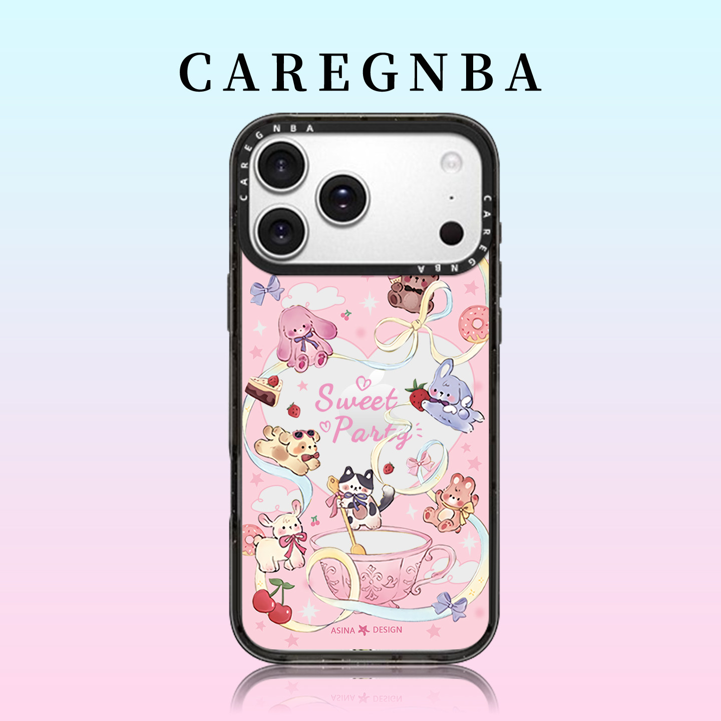 CAREGNBA日系ins动物茶话会适用苹果17ProMax手机壳新款iPhone16pro全包ai按键15plus14防摔13保护套12女11XS