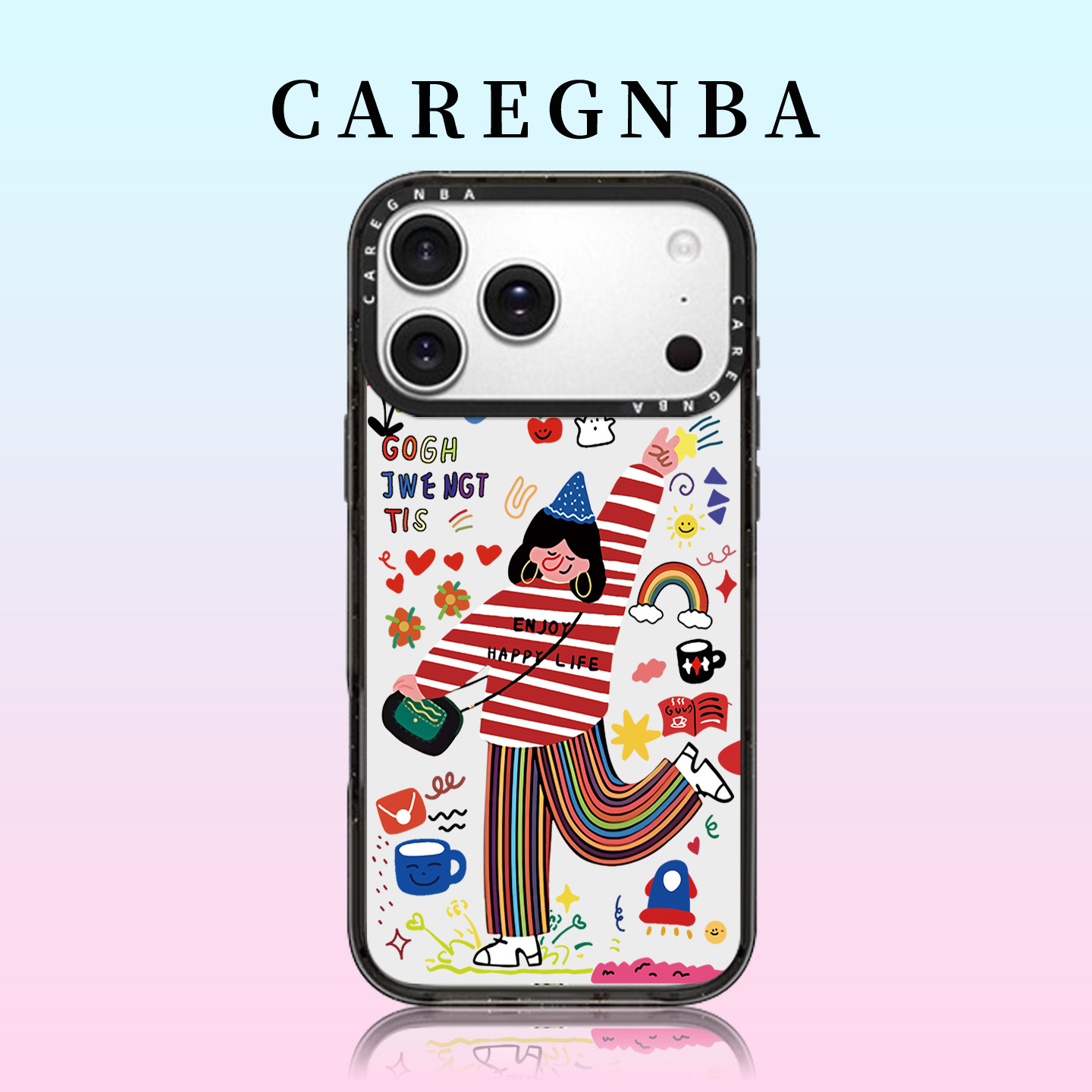 CAREGNBA联名磁吸快乐时光女孩适用iphone17ProMax手机壳苹果16plus亚克力15高端13可爱14女12网红11pro防摔x