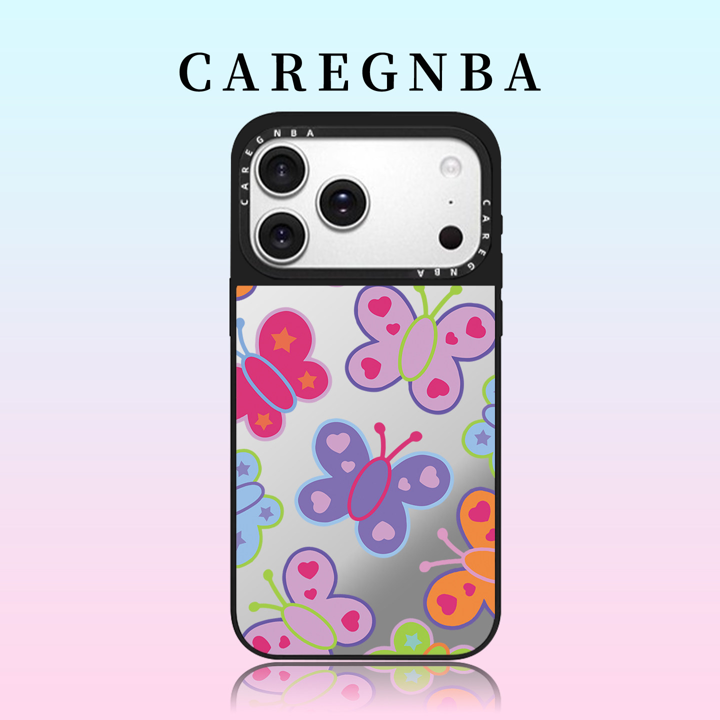 CAREGNBA联名彩色蝴蝶网红明星同款iPhone18ProMax手机壳适用苹果17简约16pro插画15plus女14防摔13镜面12/11