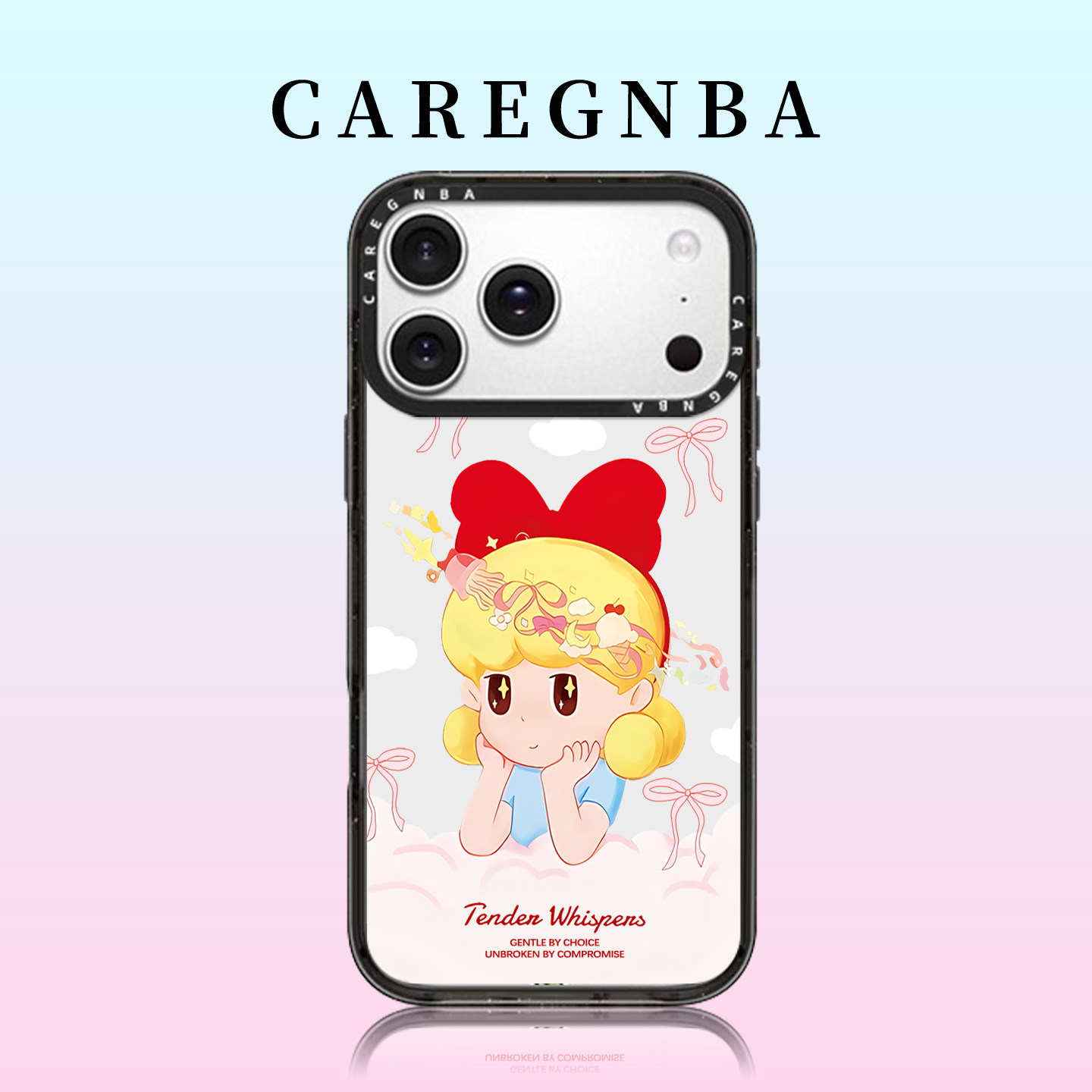 CAREGNBA联名捧花少女系列适用苹果17ProMax手机壳新款iPhone16pro镜面15plus可爱14少女卡通13防摔12创意11