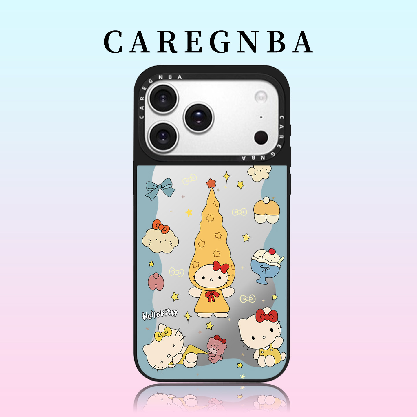 CAREGNBA联名蓝色Kitty猫适用苹果17ProMax手机壳新款iPhone16pro亚克力15plus可爱14拍照键全包12防摔11女13