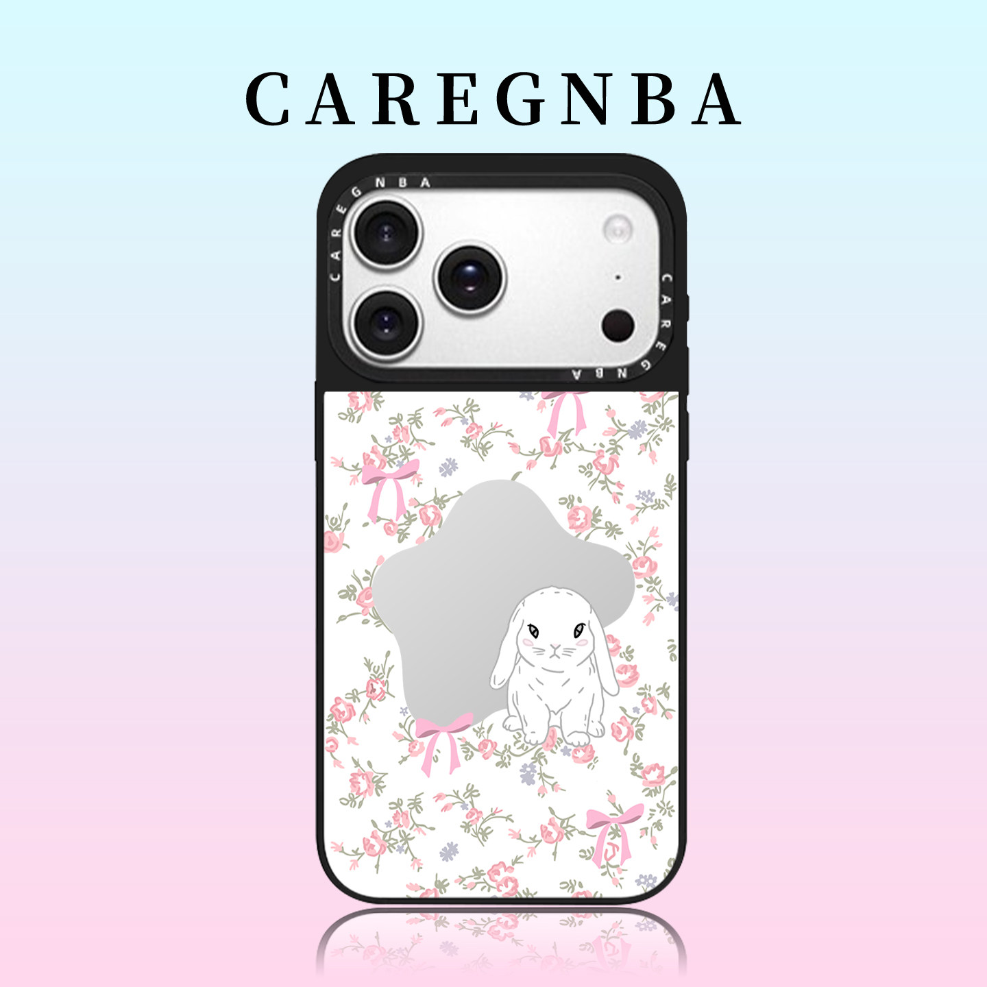 CAREGNBA小白兔适用苹果17ProMax手机壳新款iPhone15pro亚克力16plus可爱14小众高级感12防摔11创意13镜面xs