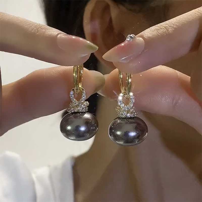 法式复古名媛珠珠吊坠设计感耳环