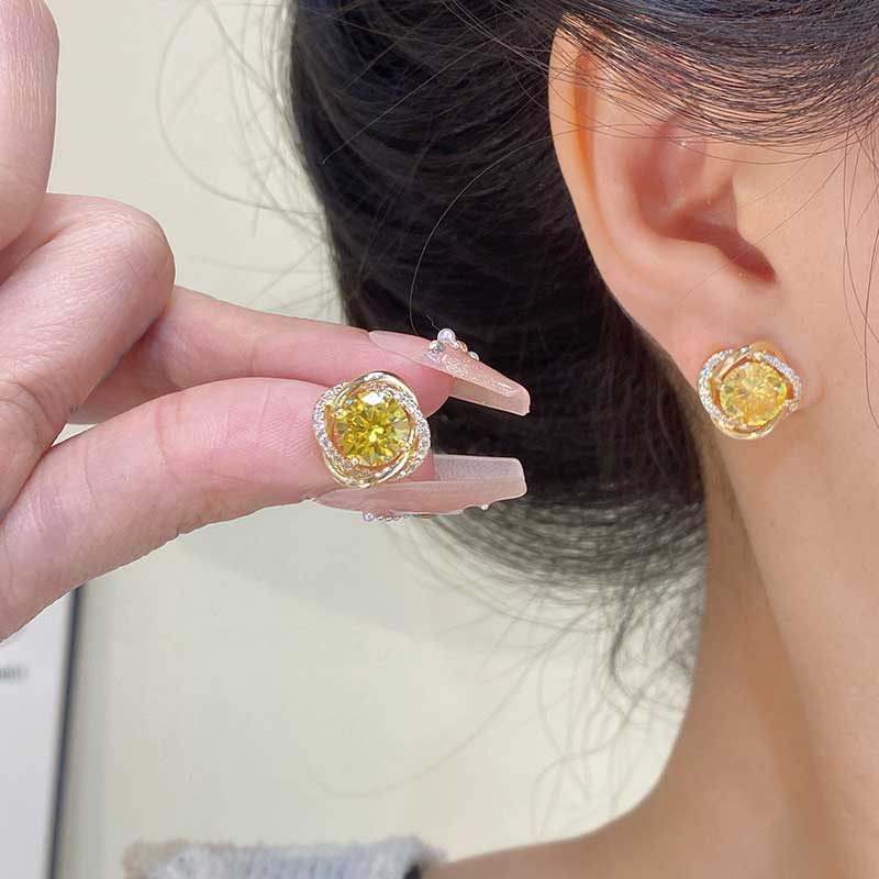 韩版金色大钻鸟巢耳钉项链套装