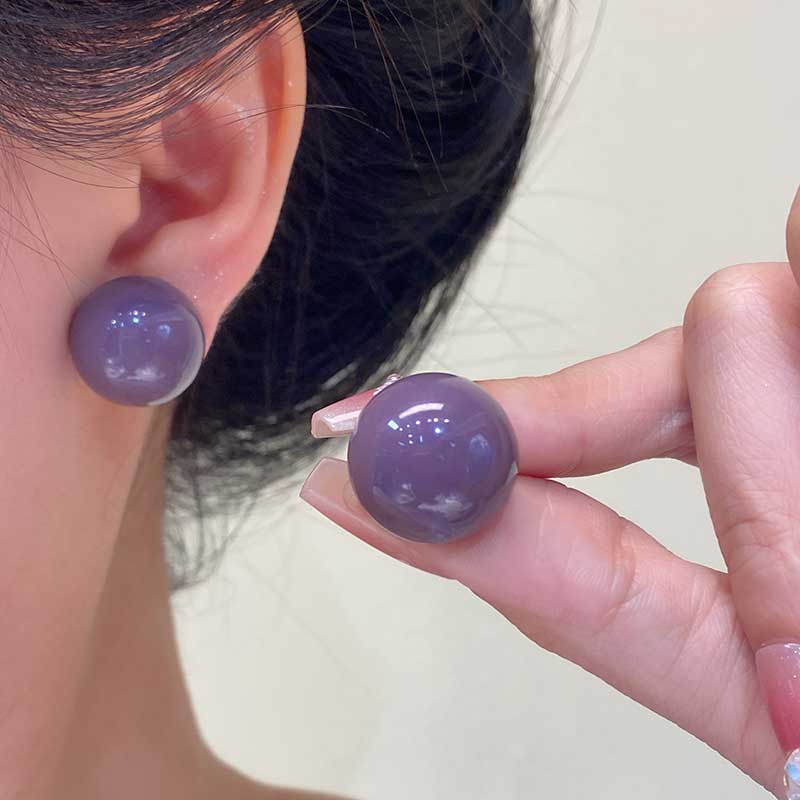 甜美糖果色半圆银针耳钉