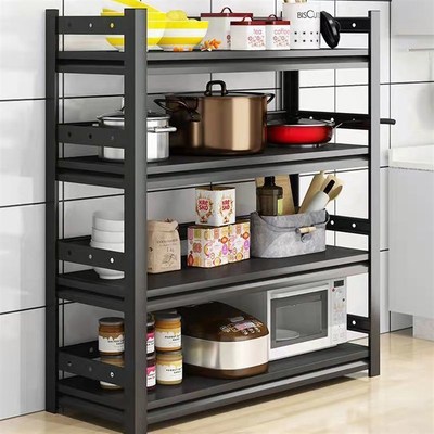 厨房置物架落地多层微波炉烤箱锅具收纳架子多功能储物架货架家用