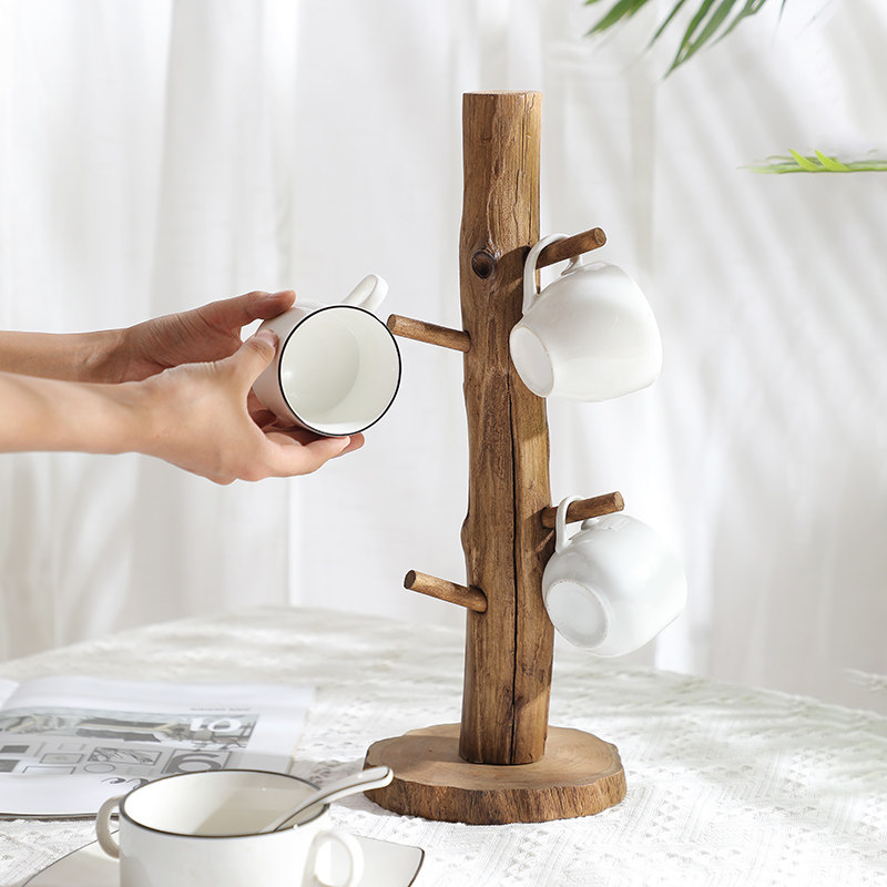 异丽实木水杯架子置物架咖啡杯架木质杯架玻璃马克杯茶杯杯子挂架