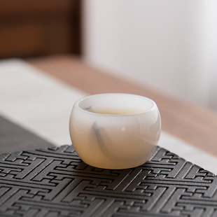 琉璃品茗单杯个人主人杯茶杯家用功夫茶具杯子白玉瓷茶碗茶盏简约