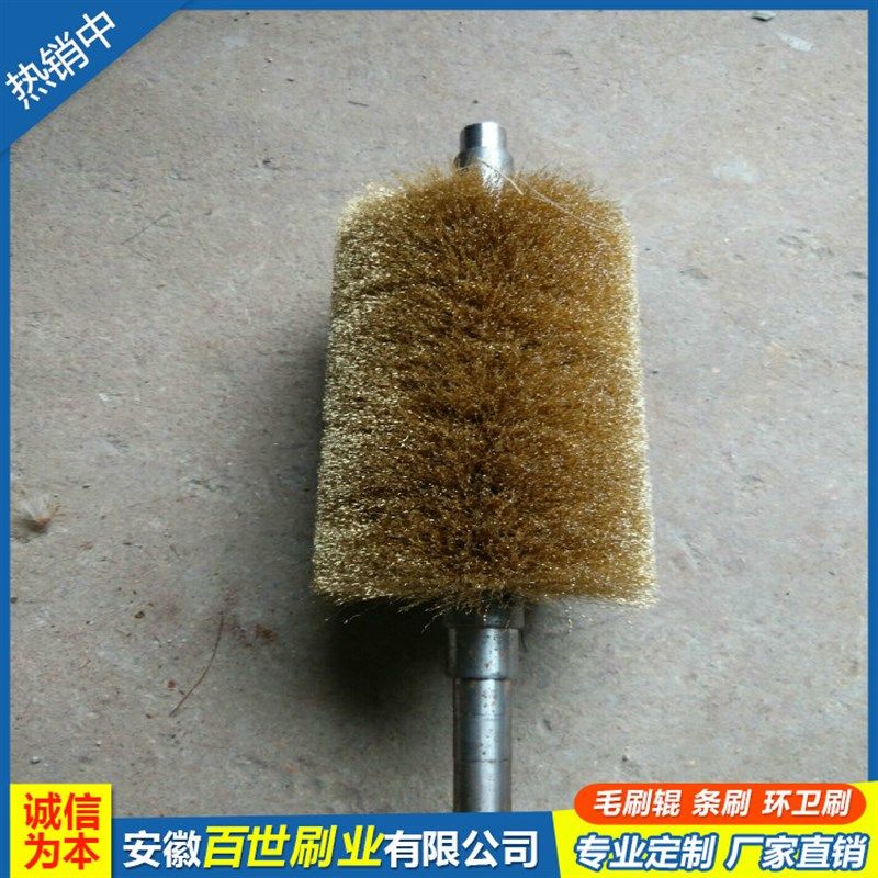 钢丝辊刷工业用毛刷辊不锈钢丝镀铜丝刷辊滚筒刷辊除锈缠绕式定制